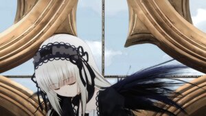 Rating: Safe Score: 0 Tags: 1girl bangs black_dress black_wings closed_eyes closed_mouth detached_collar dress frills gothic_lolita hairband image lolita_fashion lolita_hairband long_hair silver_hair sky solo suigintou very_long_hair wings User: admin