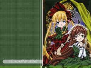 Rating: Safe Score: 0 Tags: 2girls blonde_hair blue_eyes bonnet bow brown_hair dress flower green_dress head_scarf heterochromia image long_hair long_sleeves looking_at_viewer multiple_girls pair red_dress rose shinku suiseiseki twintails very_long_hair User: admin