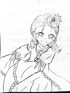 Rating: Safe Score: 0 Tags: 1girl blush dress drill_hair greyscale hair_ornament image kanaria long_sleeves looking_at_viewer monochrome smile solo twin_drills User: admin