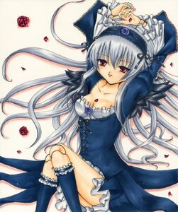 Rating: Safe Score: 0 Tags: 1girl breasts cleavage dress flower frills hairband image long_hair long_sleeves marker_(medium) medium_breasts petals red_eyes ribbon rose rose_petals sample silver_hair solo suigintou traditional_media very_long_hair wings User: admin