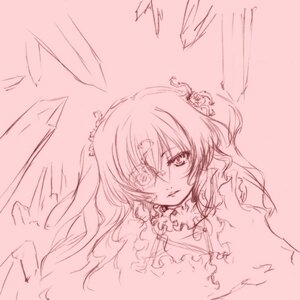 Rating: Safe Score: 0 Tags: 1girl flower frills hair_flower hair_ornament image kirakishou long_hair looking_at_viewer monochrome pink_theme rose sketch solo upper_body User: admin