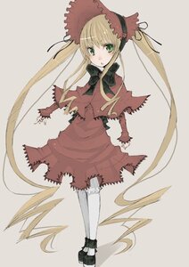 Rating: Safe Score: 0 Tags: 1girl blonde_hair bonnet bow bowtie capelet dress full_body green_eyes grey_background image long_hair long_sleeves looking_at_viewer red_dress shinku simple_background solo standing twintails very_long_hair white_legwear User: admin