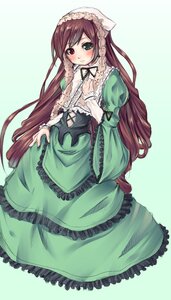 Rating: Safe Score: 0 Tags: 1girl blush brown_hair dress frills green_background green_dress green_eyes heterochromia image long_hair long_sleeves looking_at_viewer red_eyes simple_background solo suiseiseki twintails very_long_hair User: admin