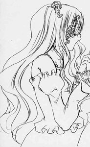 Rating: Safe Score: 0 Tags: 1girl bare_shoulders dress flower frills greyscale hair_flower hair_ornament image kirakishou long_hair long_sleeves monochrome profile rose solo upper_body very_long_hair User: admin