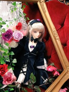 Rating: Safe Score: 0 Tags: 1girl blonde_hair doll dress flower gothic_lolita lolita_fashion pink_rose purple_rose red_flower red_rose rose solo suigintou User: admin