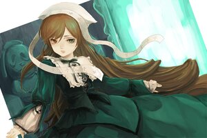 Rating: Safe Score: 0 Tags: 1girl brown_hair dress frills green_dress green_eyes heterochromia image long_hair long_sleeves looking_at_viewer red_eyes solo suiseiseki very_long_hair User: admin