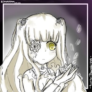 Rating: Safe Score: 0 Tags: 1girl bangs bare_shoulders blunt_bangs eyebrows_visible_through_hair flower hair_flower hair_ornament image kirakishou letterboxed long_hair looking_at_viewer monochrome rose solo spot_color upper_body yellow_eyes User: admin