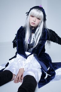 Rating: Safe Score: 0 Tags: 1girl black_legwear doll_joints dress gothic_lolita hairband joints lips lolita_fashion long_hair long_sleeves looking_at_viewer red_eyes silver_hair sitting solo suigintou wings User: admin