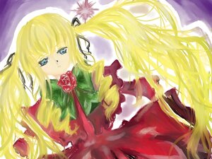 Rating: Safe Score: 0 Tags: 1girl blonde_hair blue_eyes dress flower hair_ribbon image long_hair looking_at_viewer red_dress red_flower red_rose ribbon rose shinku solo twintails very_long_hair User: admin