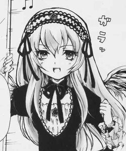 Rating: Safe Score: 0 Tags: 1girl :d blush dress eighth_note frills greyscale hairband image long_hair long_sleeves looking_at_viewer monochrome musical_note open_mouth ribbon smile solo suigintou traditional_media wings User: admin