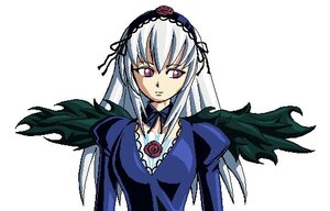 Rating: Safe Score: 0 Tags: 1girl black_wings detached_collar dress flower frills hairband image long_hair long_sleeves looking_at_viewer pink_eyes puffy_sleeves rose silver_hair simple_background solo suigintou upper_body white_background wings User: admin