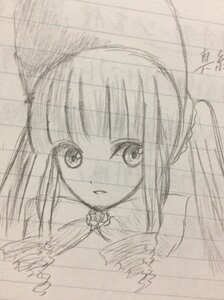 Rating: Safe Score: 0 Tags: 1girl eyebrows_visible_through_hair image looking_at_viewer monochrome shinku simple_background sketch solo traditional_media white_background User: admin