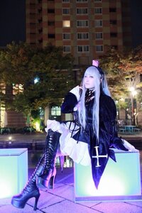 Rating: Safe Score: 0 Tags: 1girl black_footwear boots building closed_eyes cross-laced_footwear hat high_heel_boots high_heels lace-up_boots long_hair photo_background sitting solo suigintou User: admin