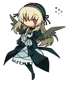 Rating: Safe Score: 0 Tags: 1girl blonde_hair dress frilled_sleeves frills full_body hairband image long_hair long_sleeves looking_at_viewer red_eyes ribbon rose smile solo standing suigintou white_background wings User: admin