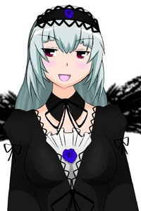 Rating: Safe Score: 0 Tags: 1girl :d black_dress blue_flower blue_rose blush dress flower frills hairband image lolita_fashion lolita_hairband long_hair long_sleeves looking_at_viewer open_mouth red_eyes rose silver_hair simple_background smile solo suigintou upper_body white_background User: admin