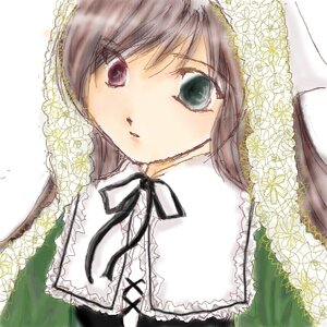 Rating: Safe Score: 0 Tags: 1girl bangs black_ribbon dress frills green_eyes image lace looking_at_viewer neck_ribbon ribbon solo suiseiseki upper_body User: admin