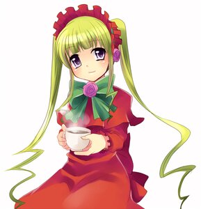 Rating: Safe Score: 0 Tags: 1girl blonde_hair blue_eyes bonnet bow bowtie capelet cup dress drill_hair flower green_bow green_neckwear holding holding_cup image long_hair long_sleeves looking_at_viewer pink_flower pink_rose red_dress rose rozen_maiden shinku sidelocks simple_background sitting smile solo subaru_(yachika) tea teacup twin_drills twintails User: admin