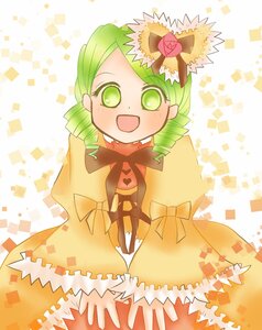 Rating: Safe Score: 0 Tags: 1girl :d bow crown dress drill_hair flower frills green_eyes green_hair hair_ornament image kanaria open_mouth ribbon smile solo twin_drills User: admin