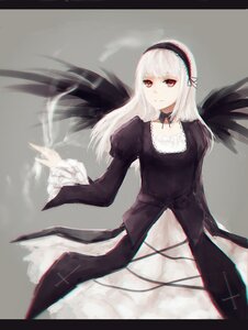 Rating: Safe Score: 0 Tags: 1girl bangs black_dress black_ribbon black_wings closed_mouth dress frills grey_background hairband image juliet_sleeves letterboxed long_hair long_sleeves looking_at_viewer puffy_sleeves red_eyes ribbon simple_background smile solo suigintou wings User: admin
