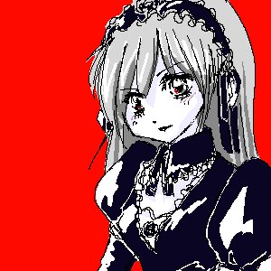 Rating: Safe Score: 0 Tags: 1girl black_dress closed_mouth dress image juliet_sleeves lolita_fashion long_hair long_sleeves looking_at_viewer monochrome red_background simple_background smile solo suigintou upper_body User: admin