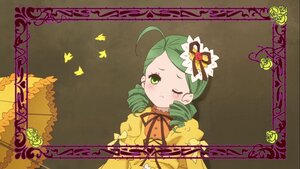 Rating: Safe Score: 0 Tags: 1girl ahoge bug butterfly dress drill_hair flower green_eyes green_hair hair_ornament image insect kanaria one_eye_closed ribbon rose solo twin_drills twintails User: admin