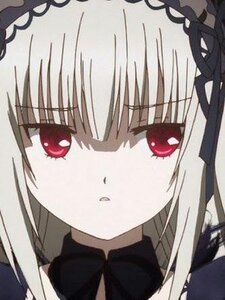 Rating: Safe Score: 0 Tags: 1girl bangs black_dress blush eyebrows_visible_through_hair face image long_hair looking_at_viewer parted_lips red_eyes simple_background solo suigintou tears User: admin