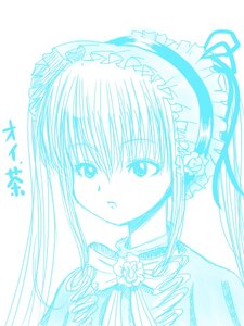 Rating: Safe Score: 0 Tags: 1girl bangs blue_theme eyebrows_visible_through_hair flower hairband image lolita_hairband long_hair looking_at_viewer monochrome shinku sidelocks simple_background solo striped upper_body white_background User: admin