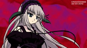 Rating: Safe Score: 0 Tags: 1girl black_dress closed_mouth dress floating_hair flower frills hairband image lolita_hairband long_hair long_sleeves looking_at_viewer red_background silver_hair solo suigintou upper_body very_long_hair User: admin