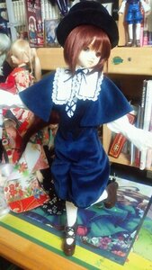 Rating: Safe Score: 0 Tags: 1girl blue_dress brown_hair capelet doll dress hat looking_at_viewer shoes short_hair sitting solo souseiseki standing User: admin