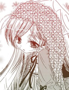Rating: Safe Score: 0 Tags: 1girl dress halftone halftone_background image long_hair looking_at_viewer monochrome polka_dot polka_dot_background polka_dot_dress solo suiseiseki upper_body User: admin