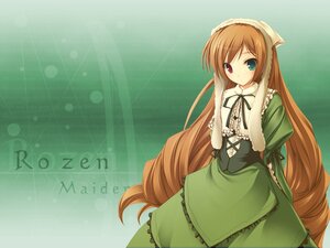 Rating: Safe Score: 0 Tags: 1girl brown_hair dress frills green_background green_dress heterochromia image long_hair long_sleeves looking_at_viewer red_eyes simple_background solo suiseiseki very_long_hair User: admin