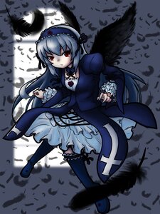 Rating: Safe Score: 0 Tags: 1girl auto_tagged black_feathers black_wings cross dress feathered_wings feathers flower frills full_body hairband image lolita_hairband long_hair long_sleeves looking_at_viewer red_eyes ribbon rose silver_hair solo suigintou thighhighs wings User: admin