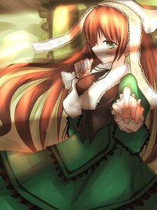 Rating: Safe Score: 0 Tags: 1girl dress frills green_dress green_eyes image long_hair long_sleeves solo suiseiseki very_long_hair User: admin