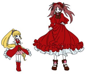 Rating: Safe Score: 0 Tags: 2girls blonde_hair blue_eyes bow dress frills image lolita_fashion long_hair multiple_girls red_dress shinku solo twintails User: admin