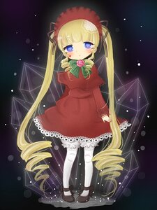 Rating: Safe Score: 0 Tags: 1girl black_footwear blonde_hair blue_eyes blush bonnet bow bowtie dress drill_hair flower full_body green_bow image long_hair long_sleeves looking_at_viewer pantyhose red_capelet red_dress ringlets rose shinku shoes solo standing twin_drills twintails very_long_hair white_legwear User: admin