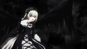 Rating: Safe Score: 0 Tags: 1girl black_dress black_ribbon black_wings dress flower frills hairband image lolita_fashion long_hair long_sleeves looking_at_viewer open_mouth red_eyes ribbon rose silver_hair solo suigintou wings User: admin