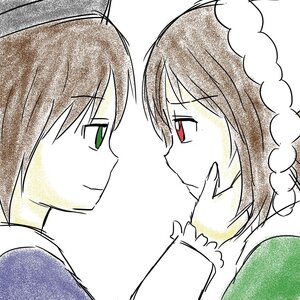 Rating: Safe Score: 0 Tags: 1boy 1girl couple eye_contact green_eyes image long_hair looking_at_another pair red_eyes souseiseki suiseiseki User: admin