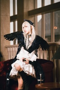 Rating: Safe Score: 0 Tags: 1girl bird black_wings blurry depth_of_field dress feathered_wings feathers indoors long_hair sitting solo suigintou wings User: admin