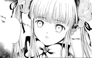 Rating: Safe Score: 0 Tags: 1girl bangs flower greyscale image long_hair looking_at_viewer monochrome portrait rose shinku solo User: admin