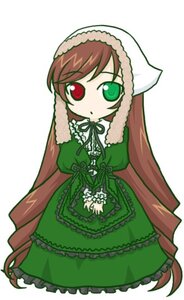 Rating: Safe Score: 0 Tags: 1girl brown_hair dress frills full_body green_dress green_eyes heterochromia image long_hair long_sleeves looking_at_viewer red_eyes ribbon simple_background solo standing suiseiseki very_long_hair white_background User: admin