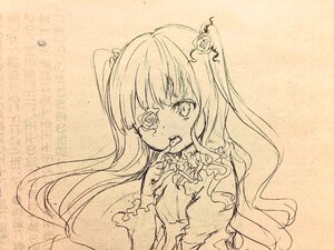 Rating: Safe Score: 0 Tags: 1girl flower hair_flower hair_ornament image kirakishou long_hair long_sleeves looking_at_viewer monochrome solo traditional_media two_side_up upper_body User: admin