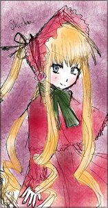 Rating: Safe Score: 0 Tags: 1girl blonde_hair blue_eyes blush bonnet bow bowtie dress flower green_bow green_neckwear image long_hair long_sleeves looking_at_viewer red_dress shinku sidelocks smile solo twintails very_long_hair User: admin