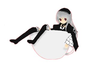 Rating: Safe Score: 0 Tags: 1girl detached_collar dress frills full_body hairband image lolita_fashion long_hair long_sleeves looking_at_viewer red_eyes silver_hair sitting solo suigintou very_long_hair white_background wings User: admin