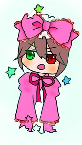 Rating: Safe Score: 0 Tags: bow brown_hair chibi dress full_body green_eyes heterochromia hina_ichigo image long_sleeves looking_at_viewer open_mouth pink_bow red_eyes ribbon simple_background solo souseiseki standing star_(symbol) star_print starry_background User: admin