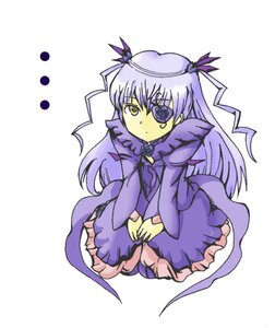 Rating: Safe Score: 0 Tags: ... 1girl :< barasuishou dress eyepatch flower frills full_body image long_hair long_sleeves rose silver_hair simple_background sitting solo two_side_up very_long_hair white_background wings yellow_eyes User: admin