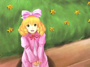 Rating: Safe Score: 0 Tags: 1girl blonde_hair bow bug butterfly dress drill_hair flower grass green_eyes hair_bow hina_ichigo hinaichigo image insect long_sleeves looking_at_viewer open_mouth pink_bow pink_dress short_hair smile solo v_arms User: admin
