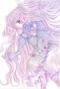 Rating: Safe Score: 0 Tags: 1girl dress flower frills hair_ornament image kirakishou long_hair long_sleeves pink_hair rose solo traditional_media very_long_hair User: admin