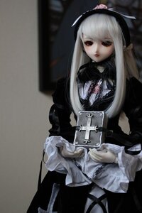 Rating: Safe Score: 0 Tags: 1girl 3d black_dress blurry doll dress frills gothic_lolita hairband lolita_fashion long_hair long_sleeves red_eyes solo suigintou white_hair User: admin