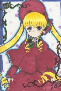 Rating: Safe Score: 0 Tags: 1girl blonde_hair blue_eyes bonnet bow bowtie capelet dress drill_hair flower full_body green_bow image long_hair long_sleeves looking_at_viewer red_dress rose shinku solo twintails very_long_hair User: admin