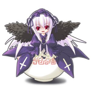 Rating: Safe Score: 0 Tags: 1girl :d black_wings detached_collar dress flower frills full_body image long_hair long_sleeves looking_at_viewer open_mouth red_eyes ribbon simple_background sitting smile solo suigintou white_background wings User: admin